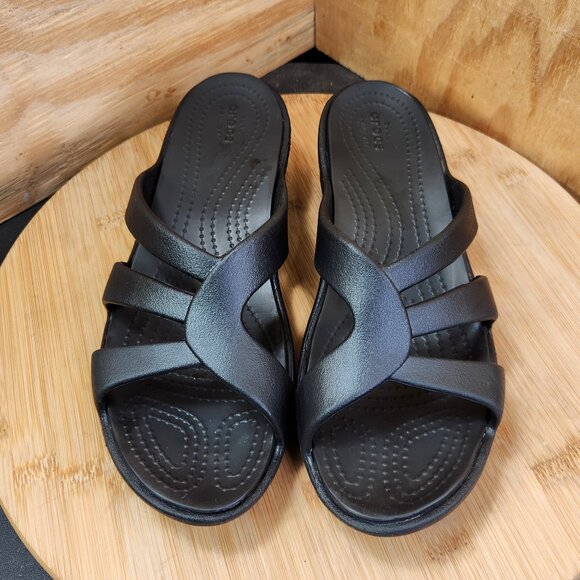 Crocs Sanrah Strappy Wedge Slide Sandals - Picture 3 of 9